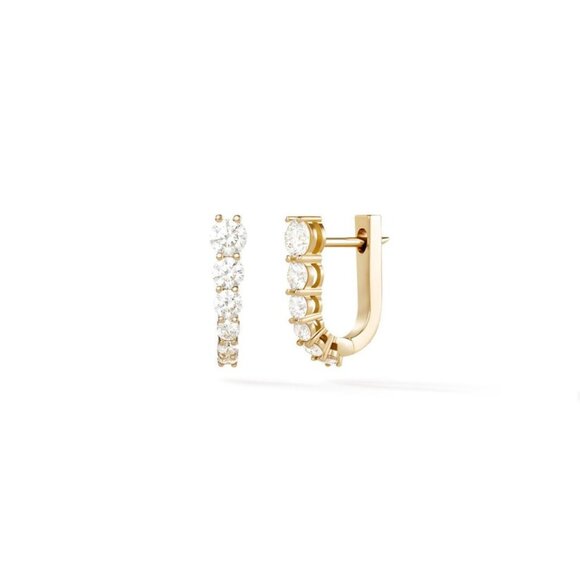 Round Diamond 14K Yellow Gold Mini Hoop Earrings